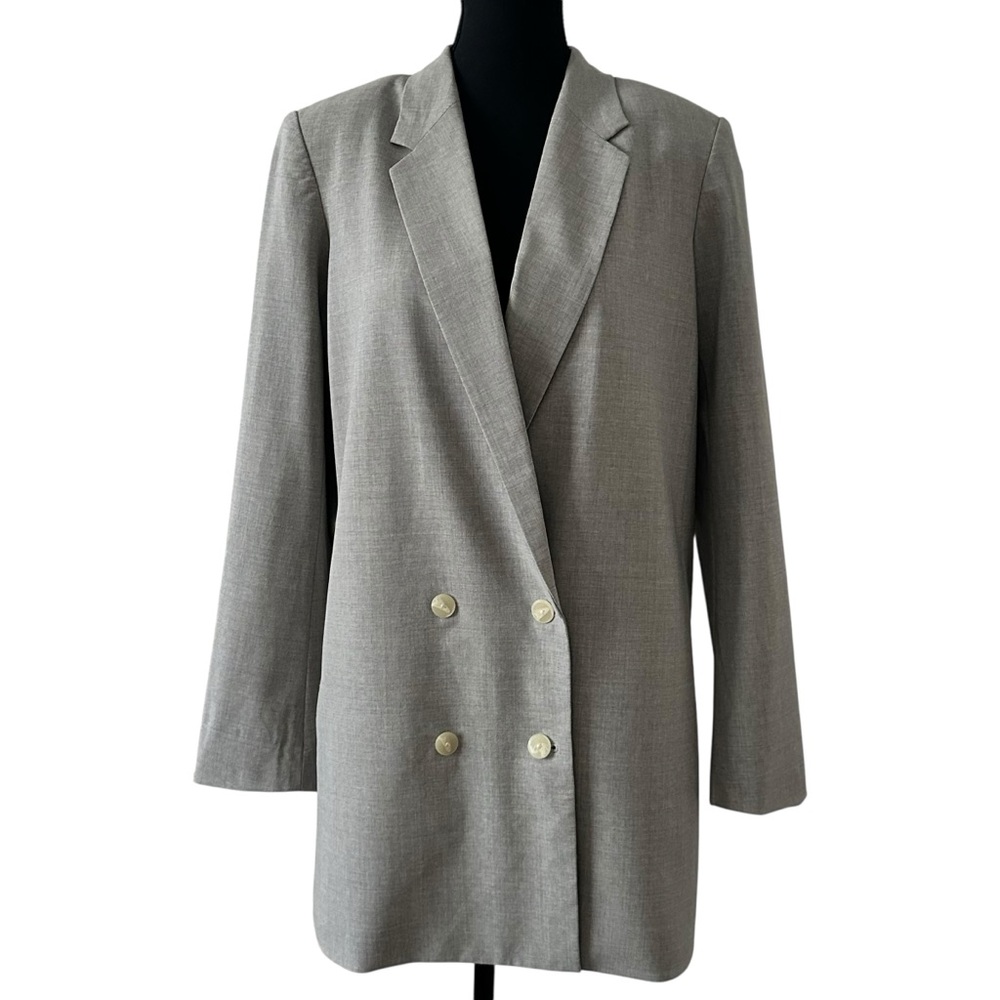 BABATON Light Gray Double-Breasted Blazer size M